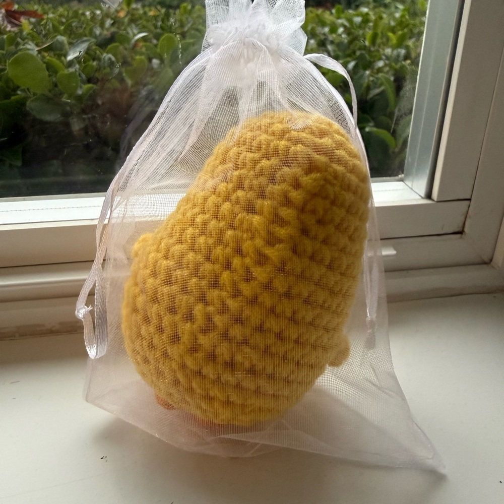 New - Yellow Crochet Duck with Positive Message - Picture 2 of 2